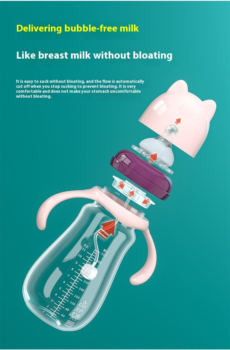 Baby Wide Caliber PP Straw Feeding Bottle Baby Plastic Water And Milk Bottle With Handle