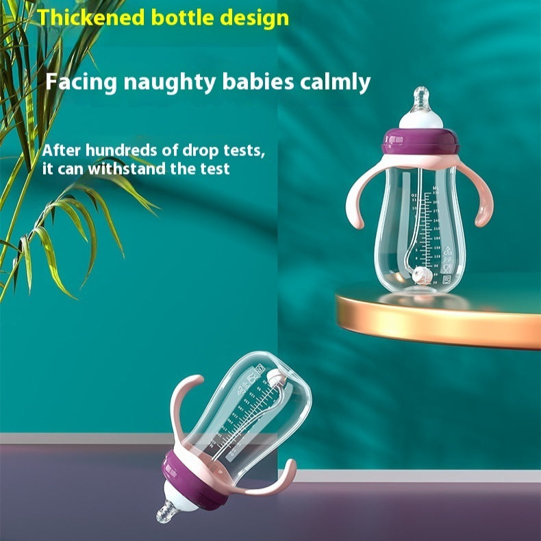 Baby Wide Caliber PP Straw Feeding Bottle Baby Plastic Water And Milk Bottle With Handle