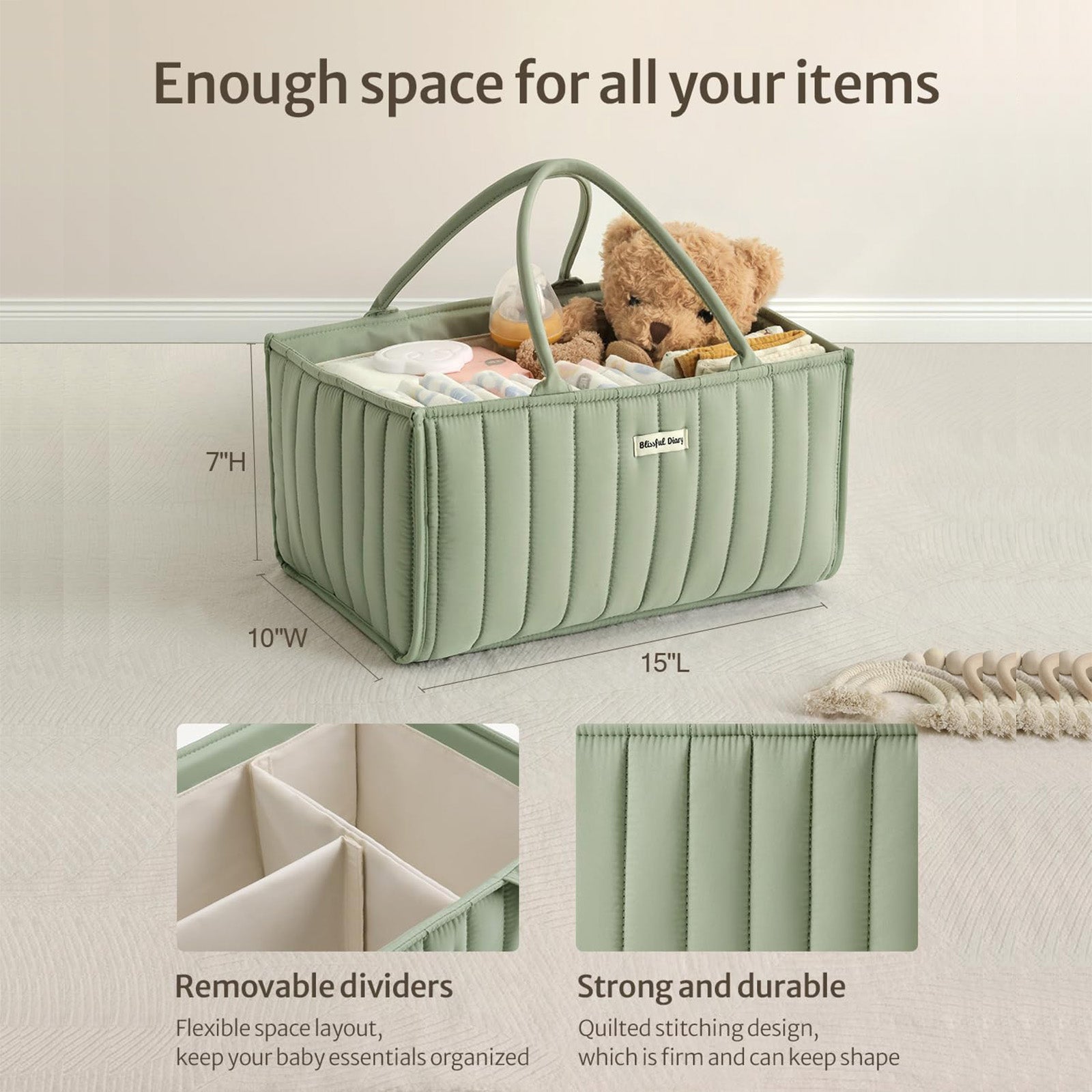 Baby Diaper Caddy Organizer, Stylish Storage Basket For Newborn Essentials And Diaper Station, Gift For Baby Shower And Registry Must-Have