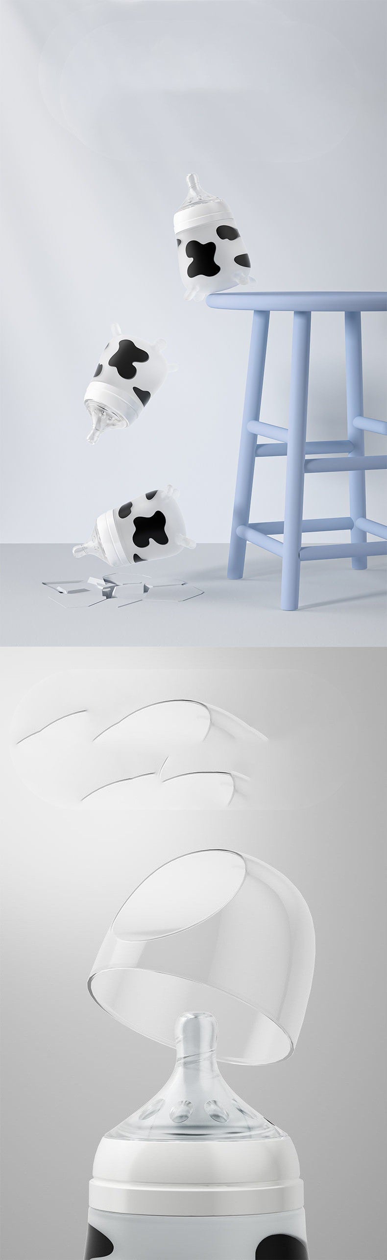 Cow Print Silicone Feeding Bottle