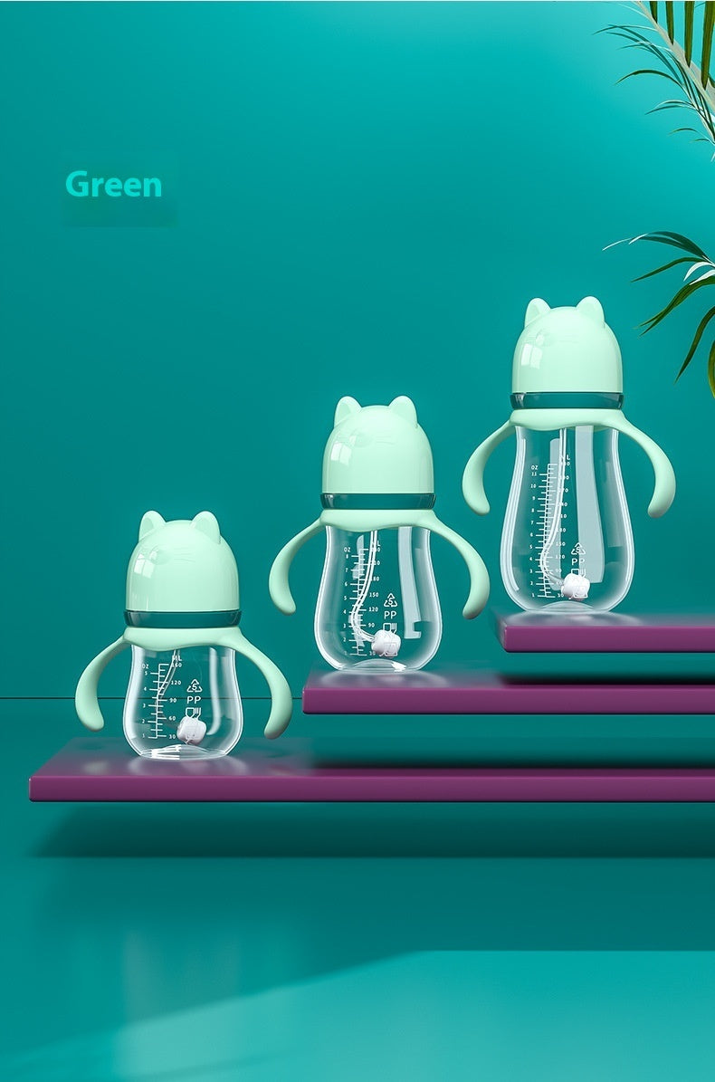 Baby Wide Caliber PP Straw Feeding Bottle Baby Plastic Water And Milk Bottle With Handle