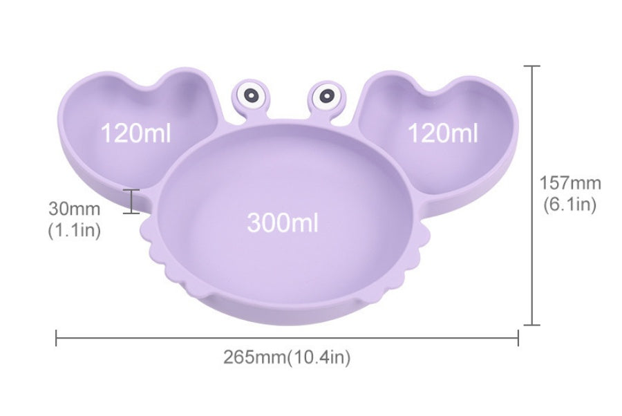 Baby Food Supplement Silicone Crab Tableware Set