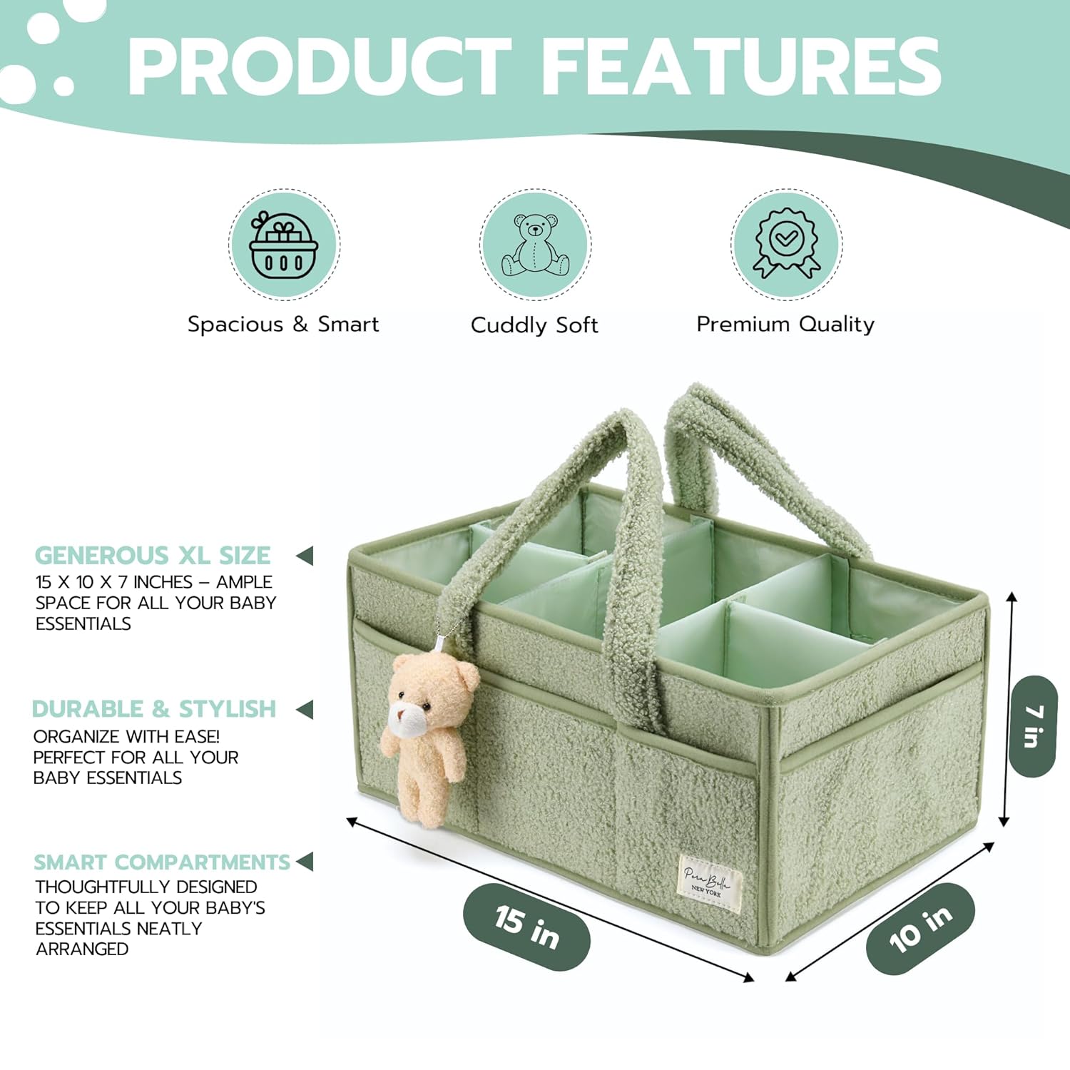 Diaper Caddy Organizer For Changing Table, Storage Basket For Wipes, Gift For Baby Shower, Car Organizer, Nursery Organizer, Portable Storage