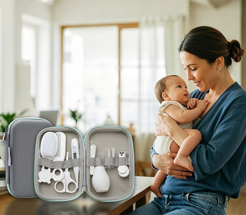 Baby Care Kit Baby Comb Nasal Aspirator Set Thermometer Care Package 8-piece Gift