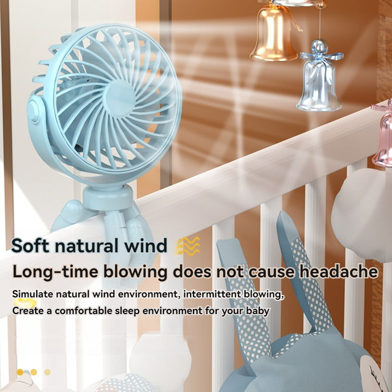 Rechargeable Stroller Fan With Flexible Tripod Clip, Portable Fan For Baby Car Seat, Crib, Travel, Treadmill & Bed - 3 Speed Quiet Personal Cooling Fan