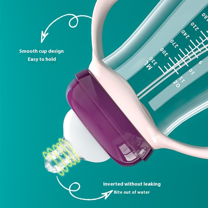 Baby Wide Caliber PP Straw Feeding Bottle Baby Plastic Water And Milk Bottle With Handle